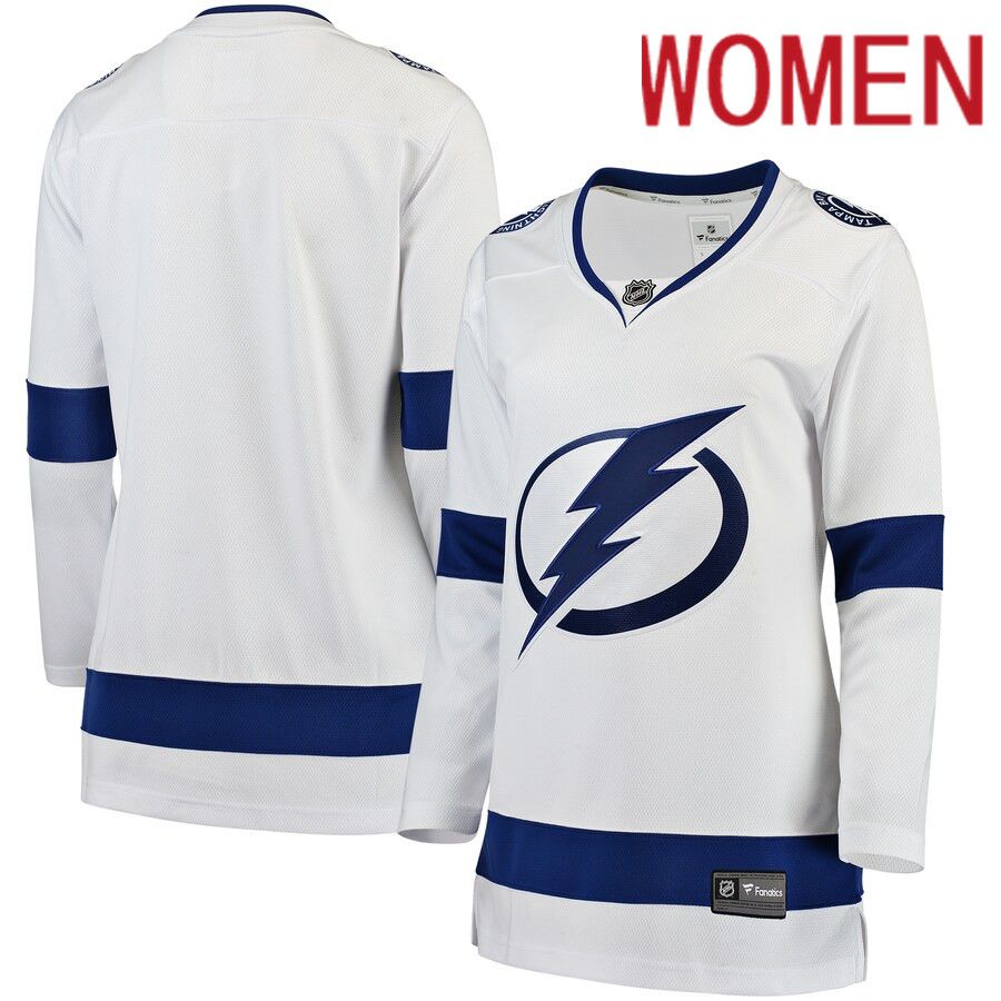 Women Tampa Bay Lightning Fanatics Branded White Away Breakaway NHL Jersey->customized nhl jersey->Custom Jersey